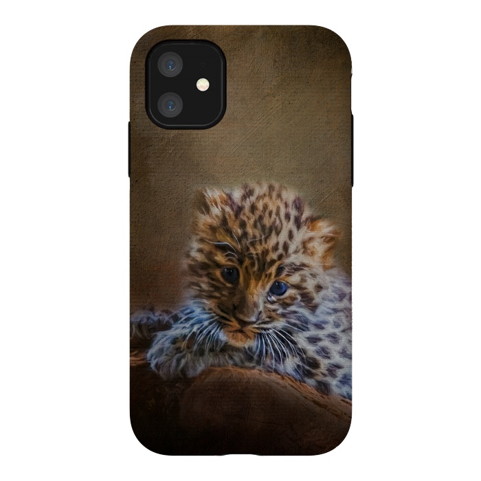 iPhone 11 StrongFit Cute painting amur leopard cub by Simone Gatterwe