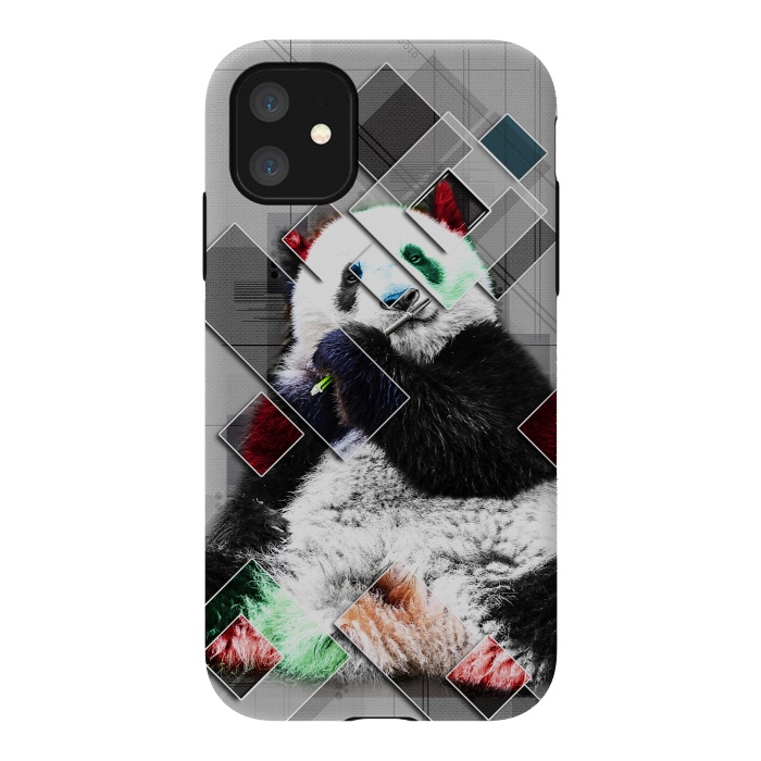iPhone 11 StrongFit Cute colorful collage Panda by Simone Gatterwe
