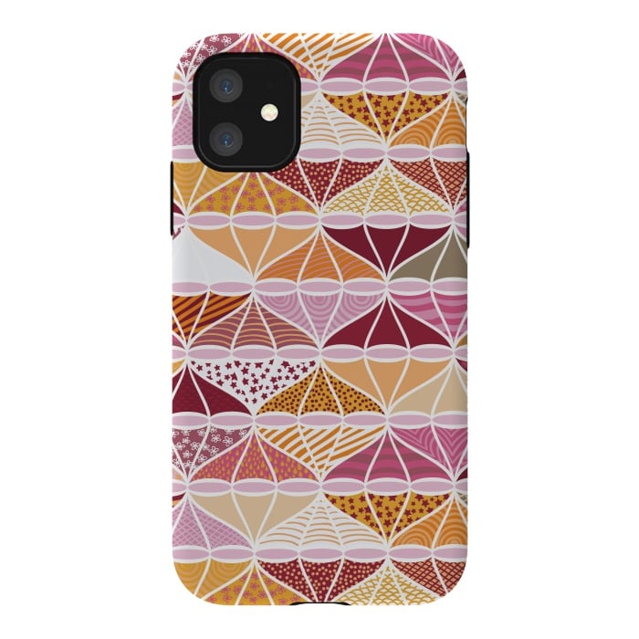 iPhone 11 StrongFit April Showers Bring Brollies - Pink and Orange by Paula Ohreen