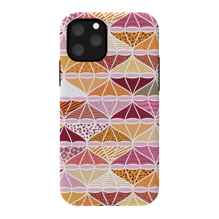 iPhone 11 Pro StrongFit April Showers Bring Brollies - Pink and Orange by Paula Ohreen