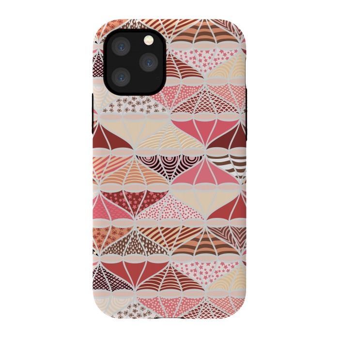 iPhone 11 Pro StrongFit April Showers Bring Brollies - Pink and Cream by Paula Ohreen