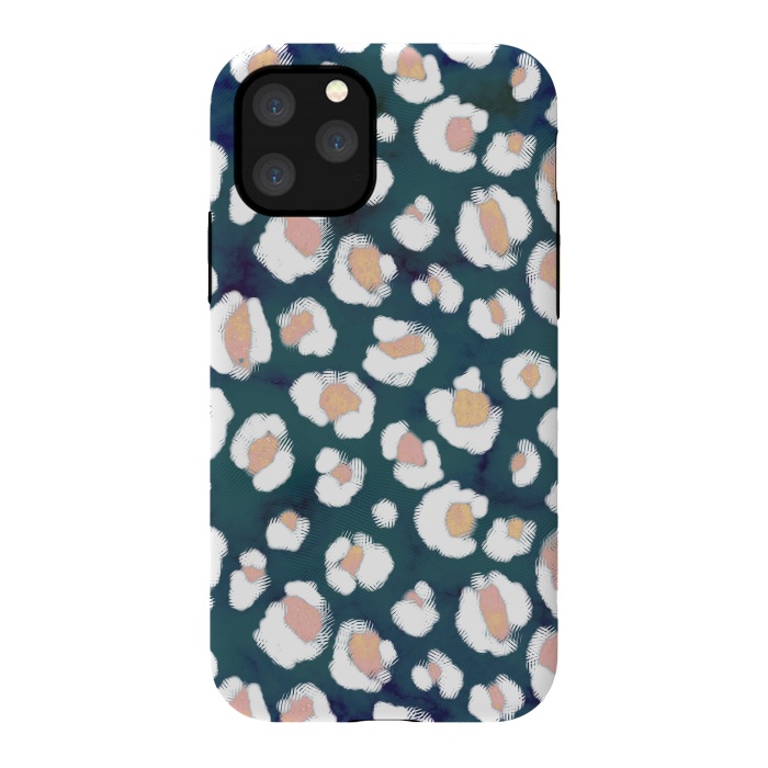iPhone 11 Pro StrongFit Rose gold white brushed leopard print by Oana 