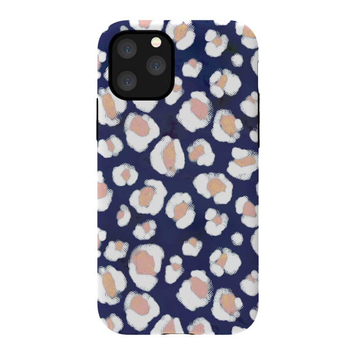 iPhone 11 Pro StrongFit Rose gold white leopard print spots by Oana 