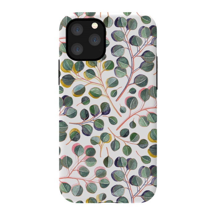 iPhone 11 Pro StrongFit Simple Silver Dollar Eucalyptus Leaves by Micklyn Le Feuvre
