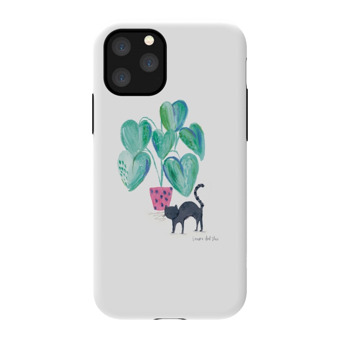 iPhone 11 Pro StrongFit Black cat and house plant painting by lauradidthis