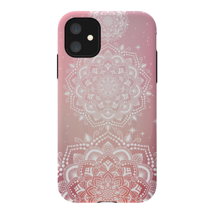 iPhone 11 StrongFit Pink flower mandalas by Jms