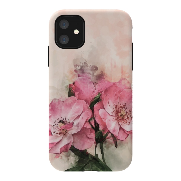 iPhone 11 StrongFit Vintage Pink Flower by Creativeaxle