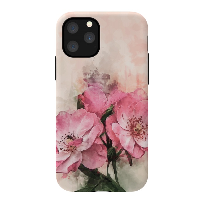 iPhone 11 Pro StrongFit Vintage Pink Flower by Creativeaxle