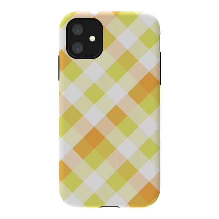 iPhone 11 StrongFit Light green & Orange Square Combination by Bledi