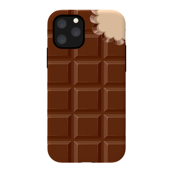 iPhone 11 Pro StrongFit Chocolate Sweet Bar with a bite out of the corner by BluedarkArt