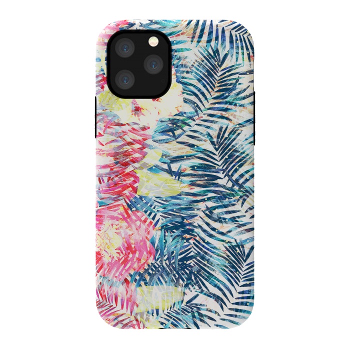 iPhone 11 Pro StrongFit Colorful tropical leaves hawaiian bouquet by Oana 