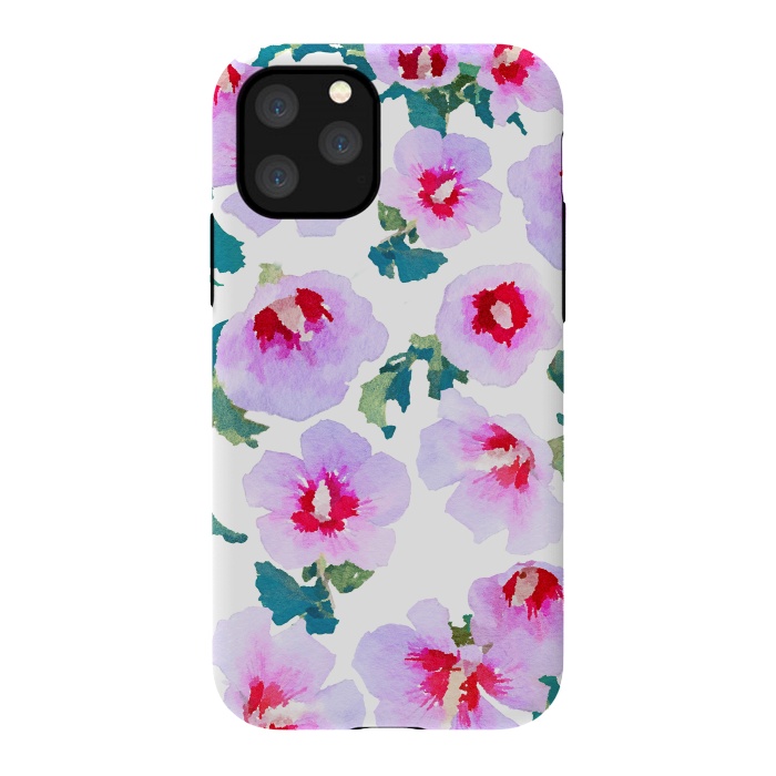 iPhone 11 Pro StrongFit Rose of Sharon watercolor flowers by Oana 