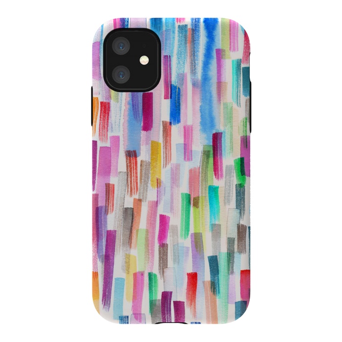 iPhone 11 StrongFit Colorful Brushstrokes Multicolored by Ninola Design