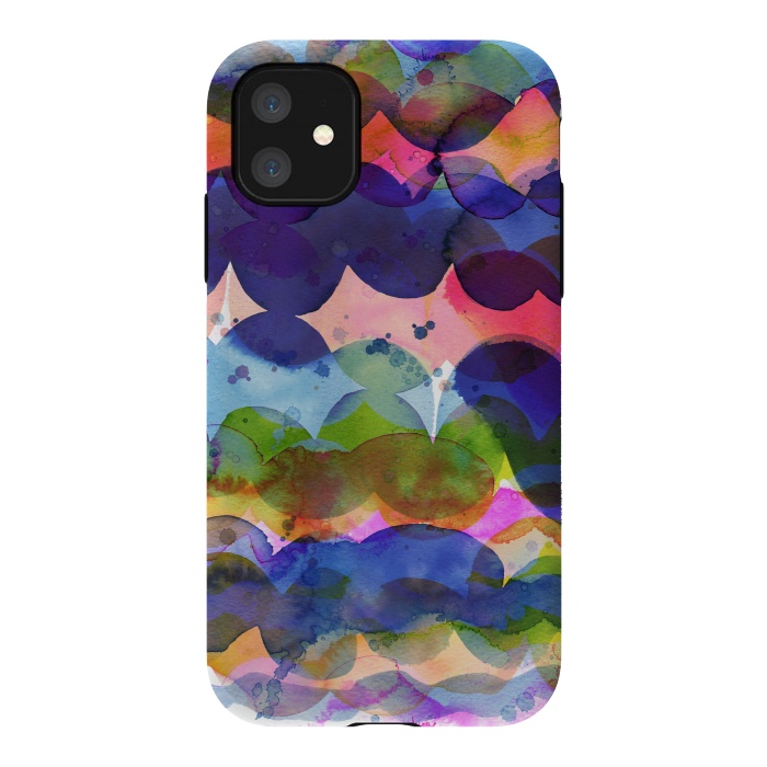 iPhone 11 StrongFit Abstract Watercolor Waves by Ninola Design