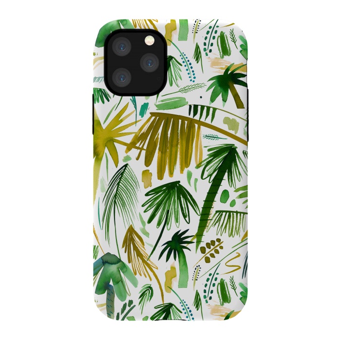 iPhone 11 Pro StrongFit Brushstrokes Tropical Palms by Ninola Design