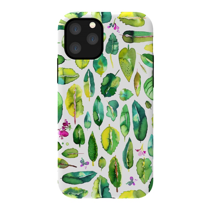 iPhone 11 Pro StrongFit Botanical Green Leaves by Ninola Design