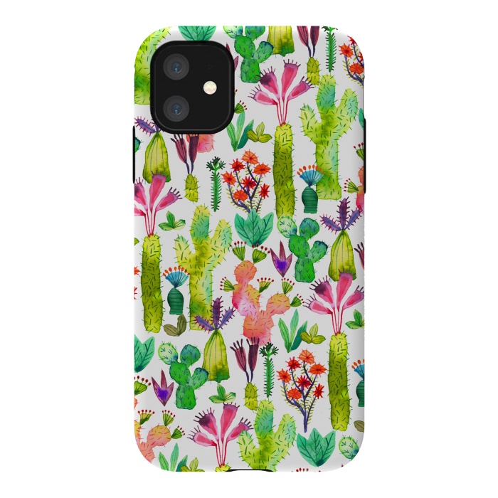 iPhone 11 StrongFit Funny Cacti Garden by Ninola Design