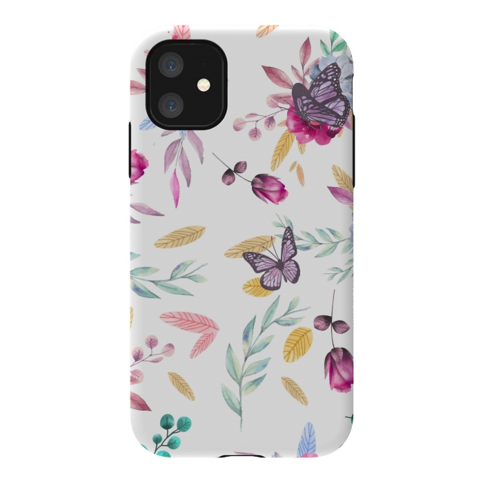 iPhone 11 StrongFit BUTTERFLY FLORAL PRINT by MALLIKA