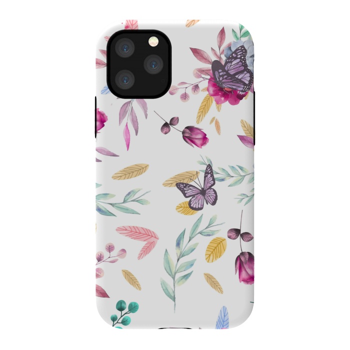 iPhone 11 Pro StrongFit BUTTERFLY FLORAL PRINT by MALLIKA