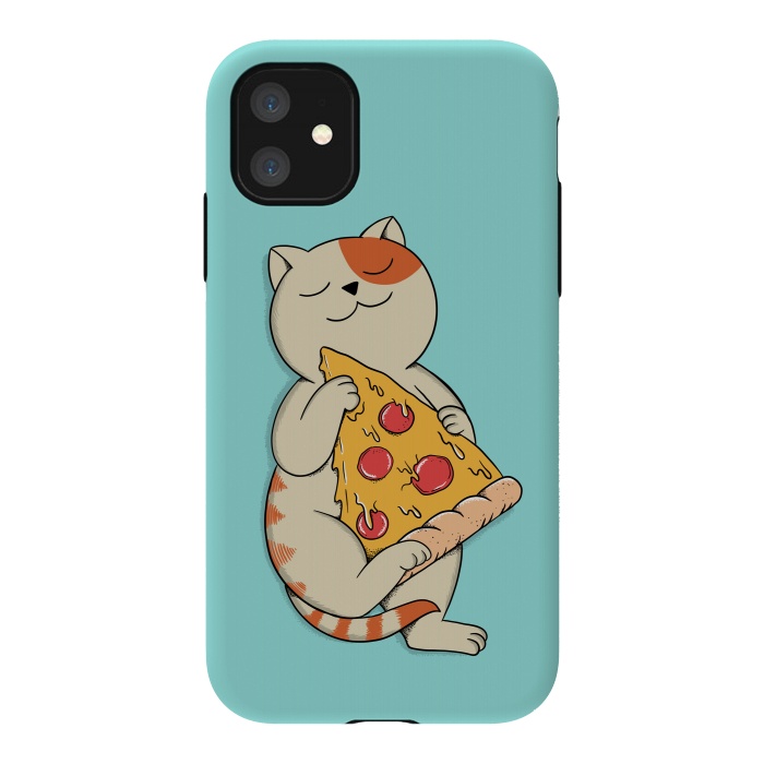 iPhone 11 StrongFit Cat and Pizza by Coffee Man