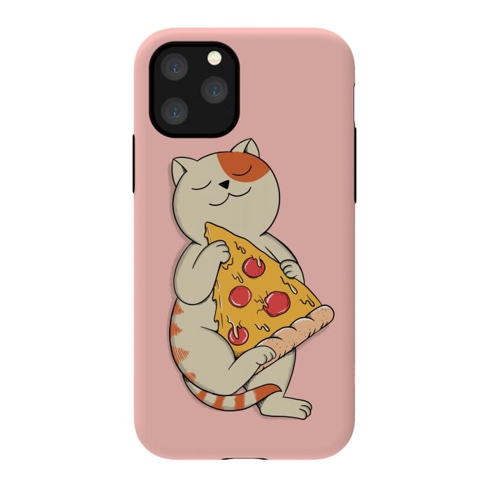 iPhone 11 Pro StrongFit Cat and Pizza Pink por Coffee Man