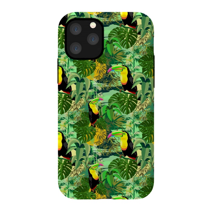 iPhone 11 Pro StrongFit Toucan in Green Amazonia Rainforest  by BluedarkArt