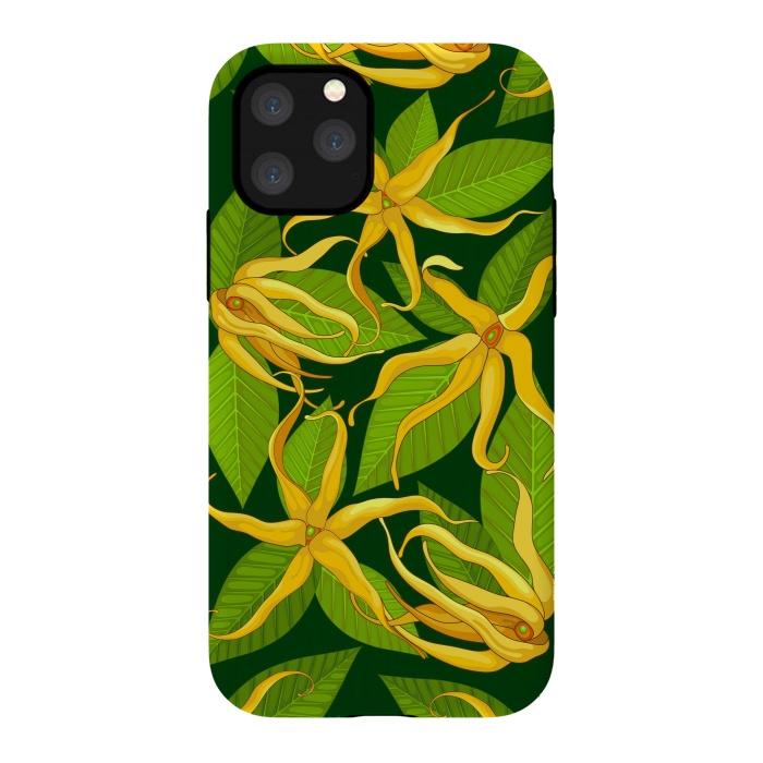 iPhone 11 Pro StrongFit Ylang Ylang Exotic Scented Flowers and Leaves by BluedarkArt