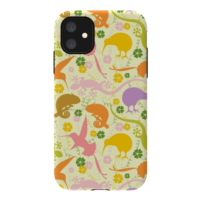 iPhone 11 StrongFit Animals Exotic Pastel Colors Shapes Pattern by BluedarkArt