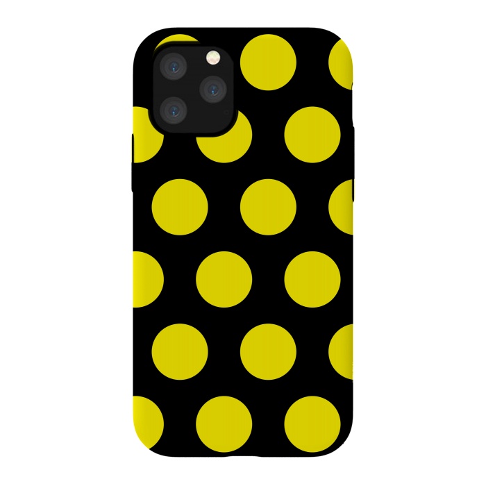 iPhone 11 Pro StrongFit Yellow Circles on Black Background by Bledi