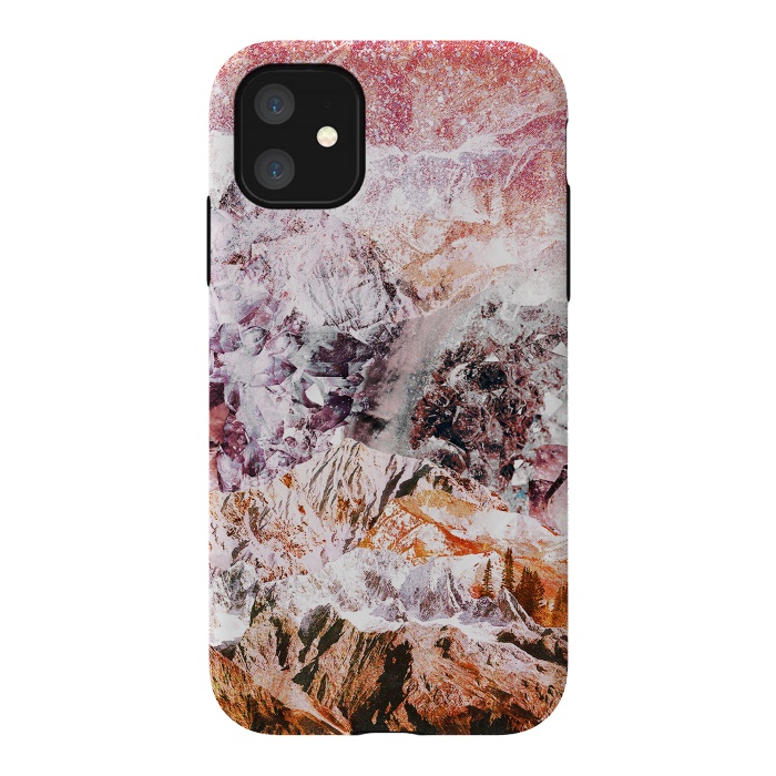 iPhone 11 StrongFit Pink geode crystals landscape by Oana 