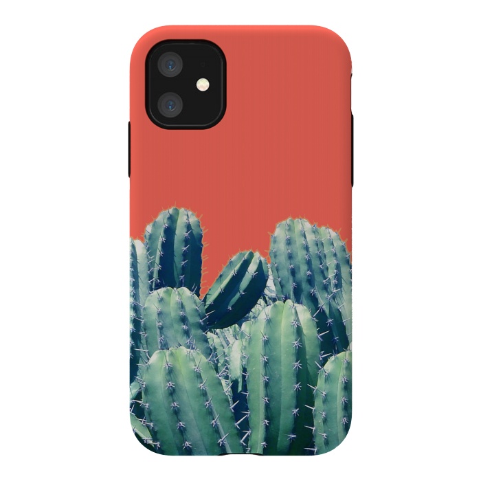 iPhone 11 StrongFit Cactus on Coral by Uma Prabhakar Gokhale