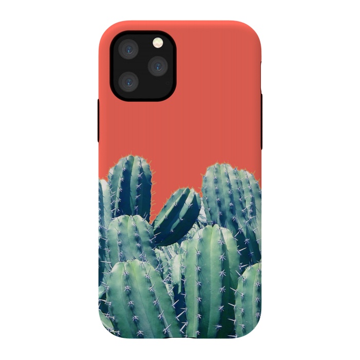iPhone 11 Pro StrongFit Cactus on Coral by Uma Prabhakar Gokhale
