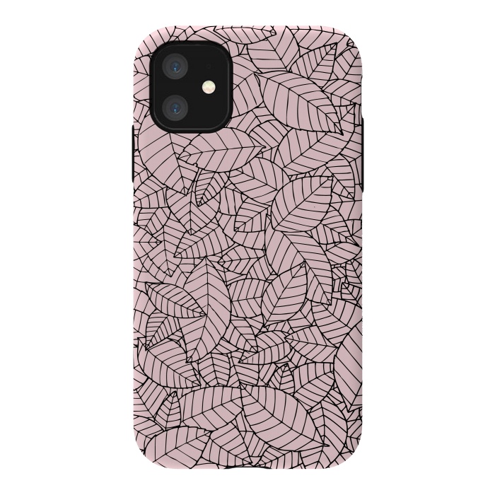iPhone 11 StrongFit Leaves Pattern B&W by Mangulica