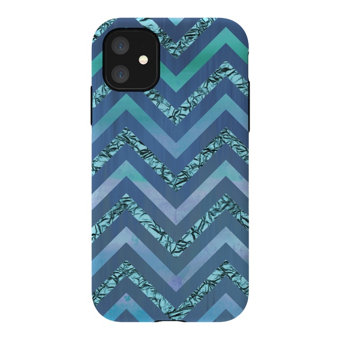 iPhone 11 StrongFit Blue Chevron Elegant by Andrea Haase
