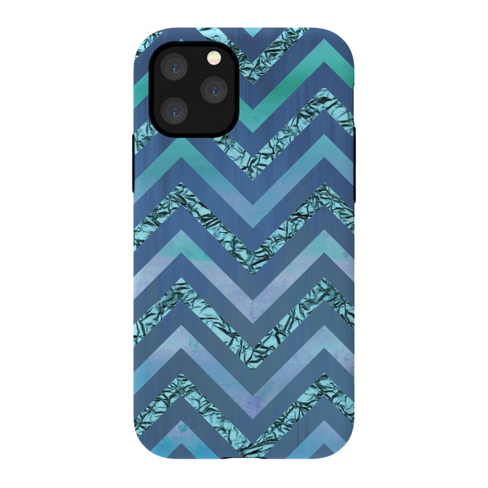 iPhone 11 Pro StrongFit Blue Chevron Elegant by Andrea Haase
