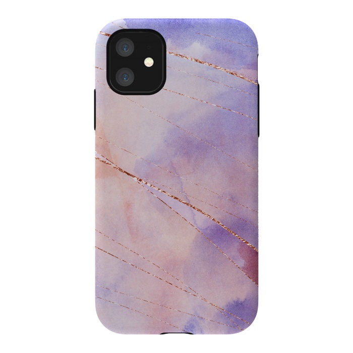 iPhone 11 StrongFit Purple and Pink Watercolor Marble with rosegold veins by  Utart