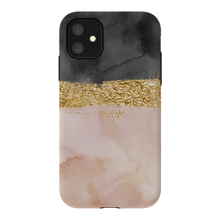 iPhone 11 StrongFit Black and Blush ink with gold glitter metal foil by  Utart