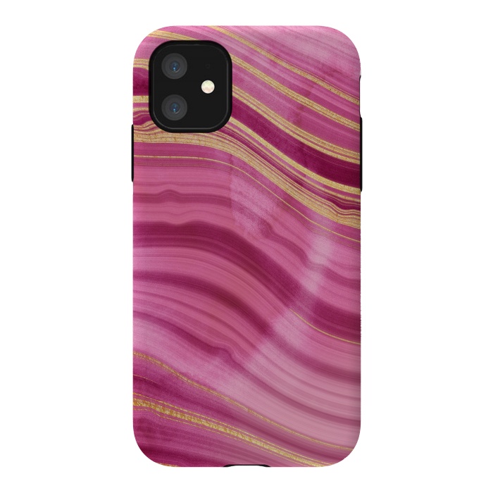iPhone 11 StrongFit Pink and Gold Mermaid Glitter Marble Waves by  Utart