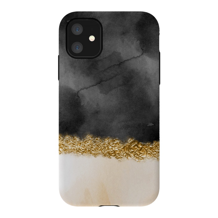 iPhone 11 StrongFit Black and Blush Ink with gold glitter stripe by  Utart