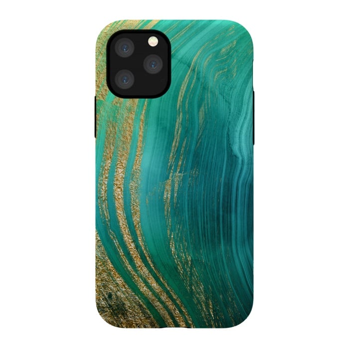 iPhone 11 Pro StrongFit Gold and Teal Mermaid Ocean Marble by  Utart