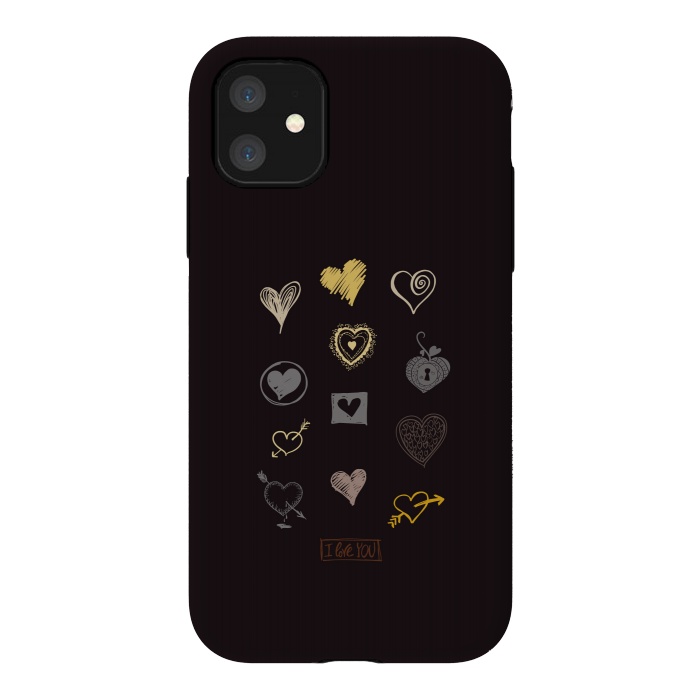 iPhone 11 StrongFit valentine doodle hearts by TMSarts