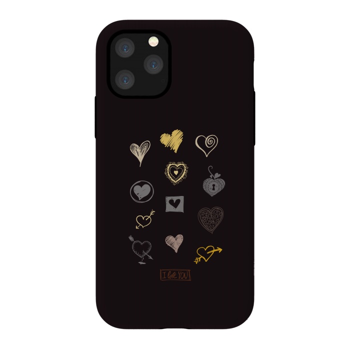iPhone 11 Pro StrongFit valentine doodle hearts by TMSarts