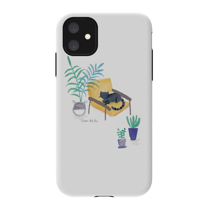 iPhone 11 StrongFit  black cat in yellow chair scandi interior by lauradidthis