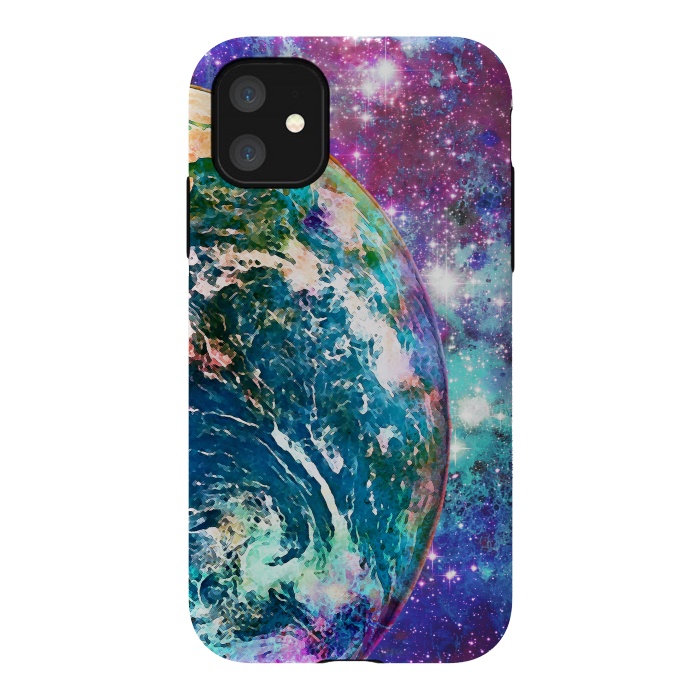 iPhone 11 StrongFit Colorful psychedelic Earth in space by Oana 
