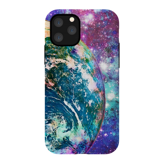 iPhone 11 Pro StrongFit Colorful psychedelic Earth in space by Oana 