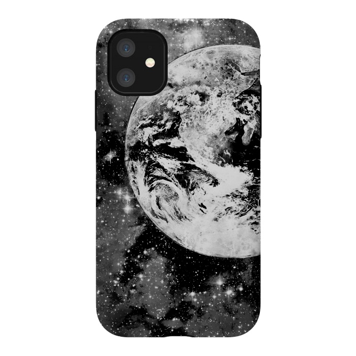 iPhone 11 StrongFit Black and white Earth in Space by Oana 