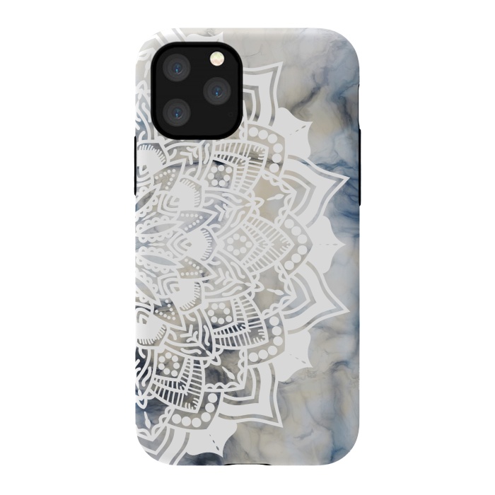 iPhone 11 Pro StrongFit White lace mandala on painted marble by Oana 