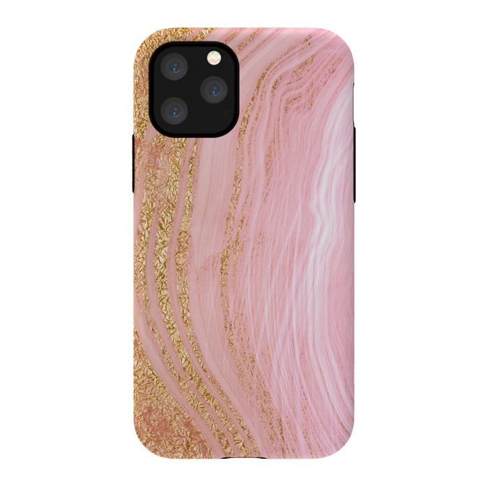 iPhone 11 Pro StrongFit Light Pink Mermaid Marble with Faux Gold Glitter Rain by  Utart