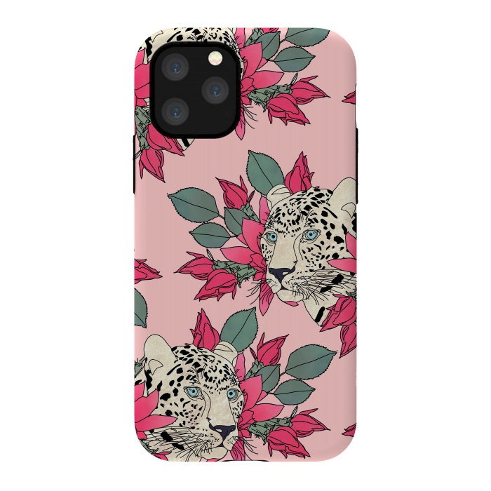 iPhone 11 Pro StrongFit Classy cactus flowers and leopards design by InovArts