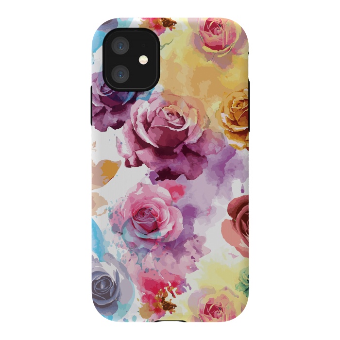 iPhone 11 StrongFit Watercolor Roses by Bledi